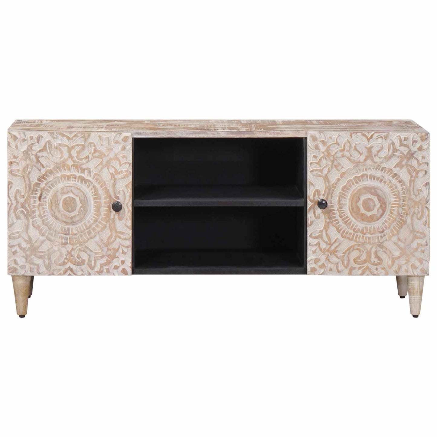 TV-skap med lagring Hvit 105 x 33,5 x 46 cm Massiv mango tre