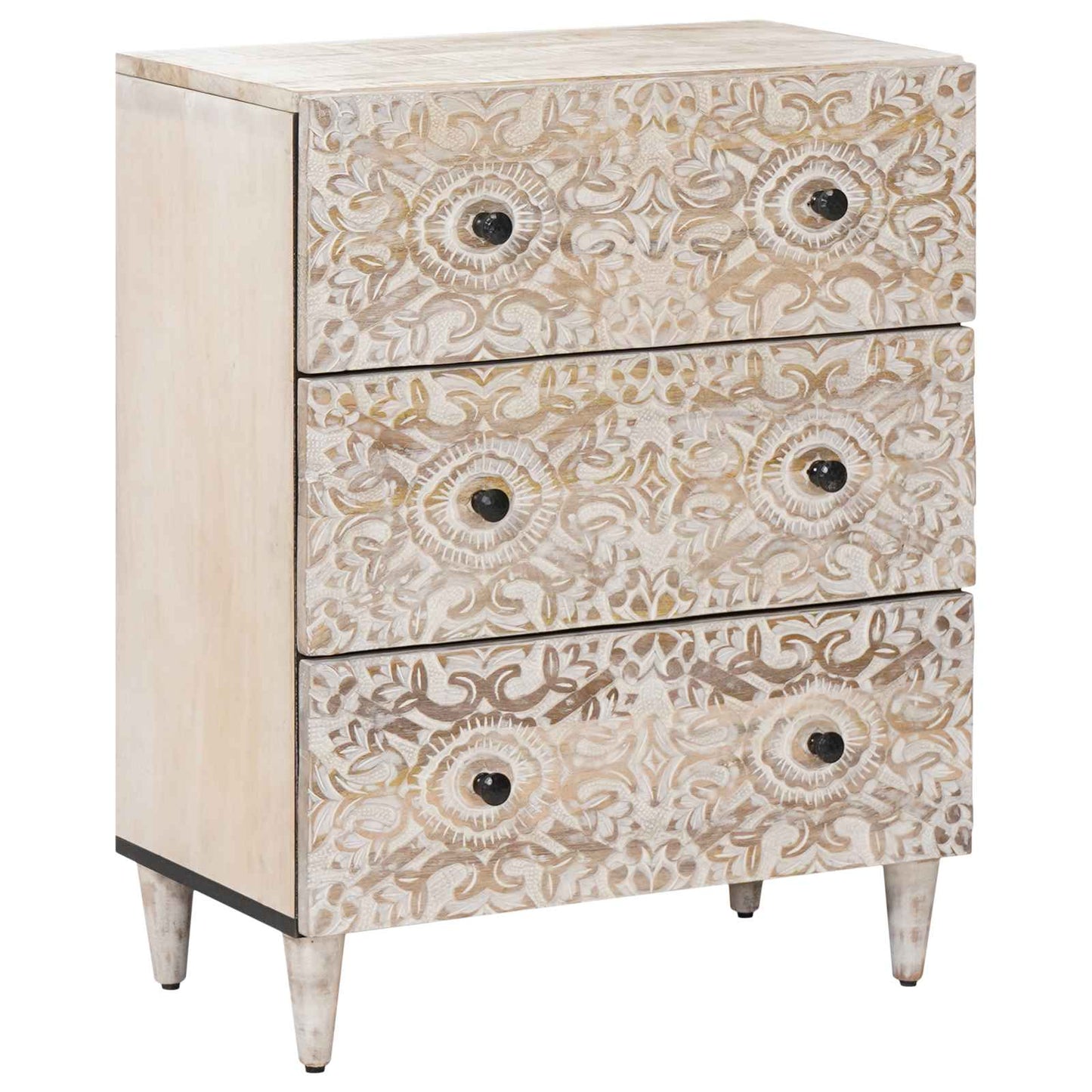 Oppbevaringssideboard Hvit 60 x 33,5 x 75 cm Massiv mango tre