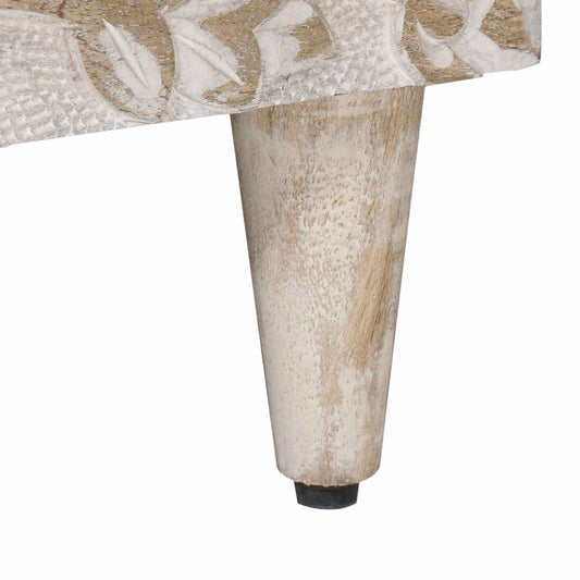 Sengekabinett med skuff Hvit 40 x 33 x 46 cm Massiv mango tre