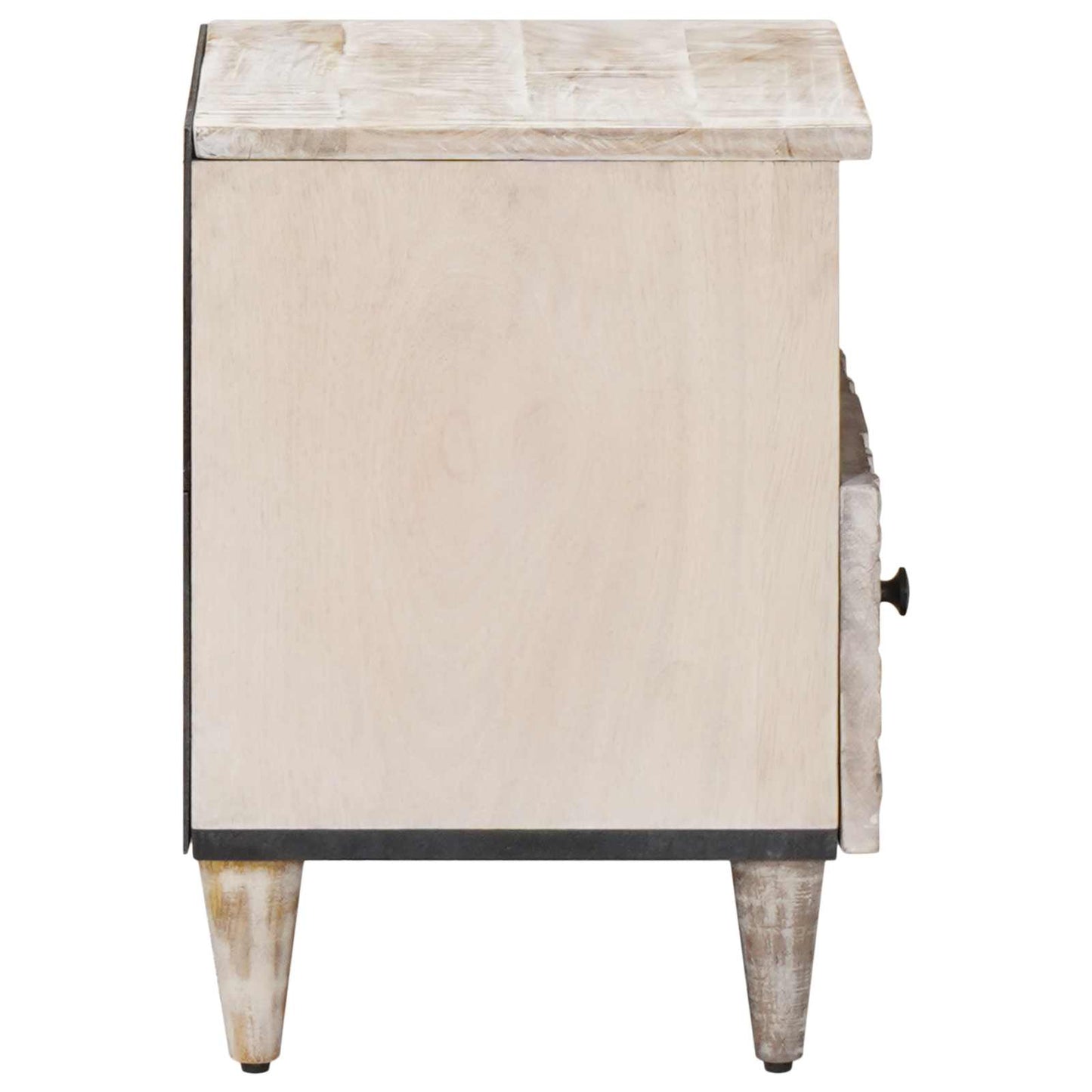 Sengekabinett med skuff Hvit 40 x 33 x 46 cm Massiv mango tre