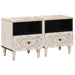 Sengekabinett 2 pcs Hvit 40 x 33 x 46 cm Massiv mango tre