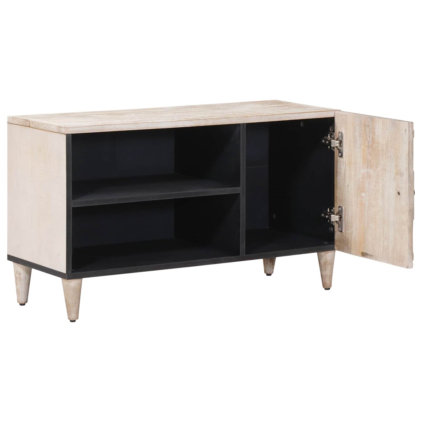 TV-skap med hylle Hvit 80 x 31,5 x 46 cm Massiv mango tre