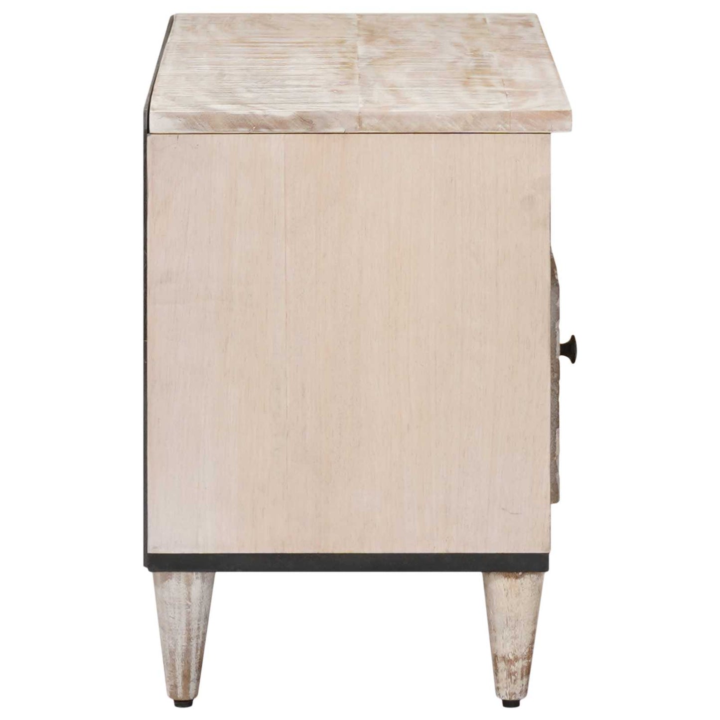 TV-skap med skuff Hvit 80 x 33,5 x 46 cm Massiv mango tre