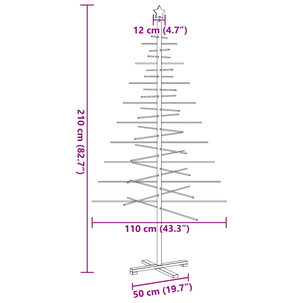 Juletre av tre til pynt 210 cm heltre furu