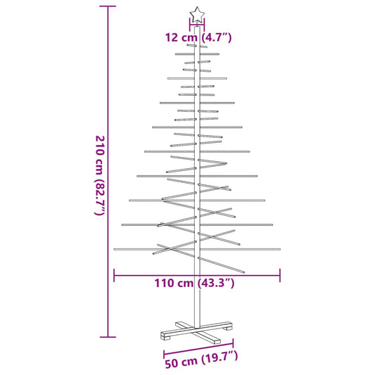 Juletre av tre til pynt 210 cm heltre furu