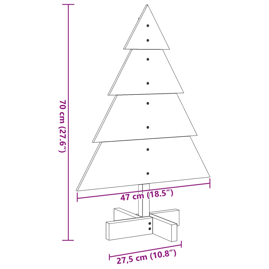 Juletre av tre til pynt 70 cm heltre