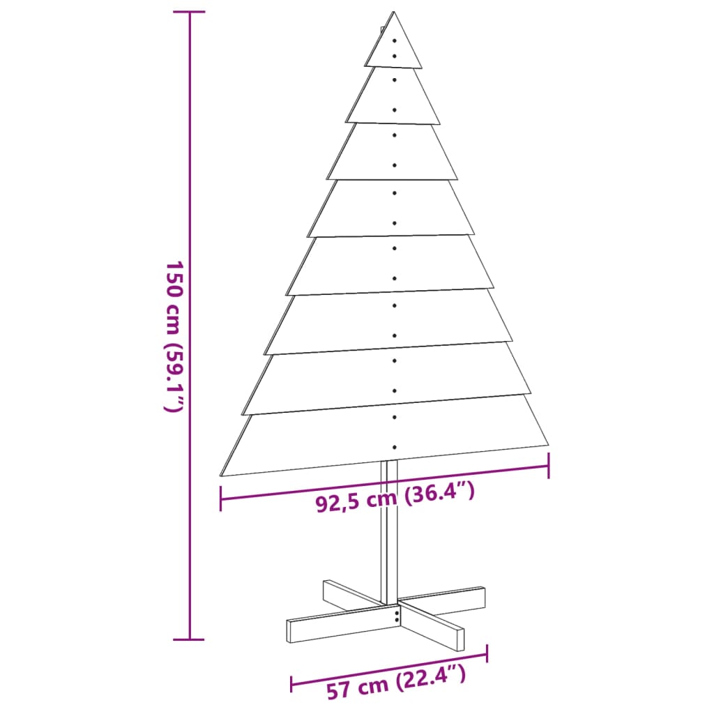 Juletre av tre til pynt 150 cm heltre