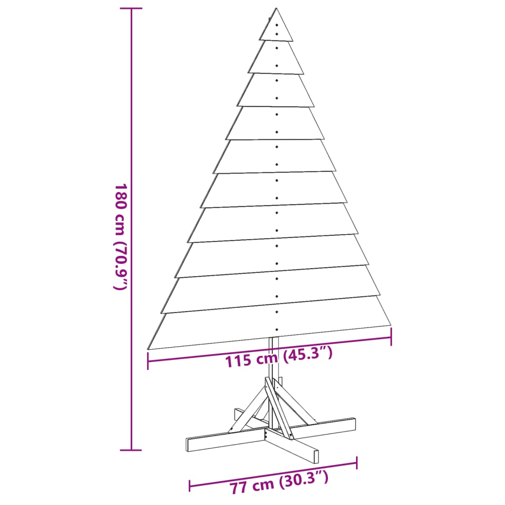 Juletre av tre til pynt 180 cm heltre