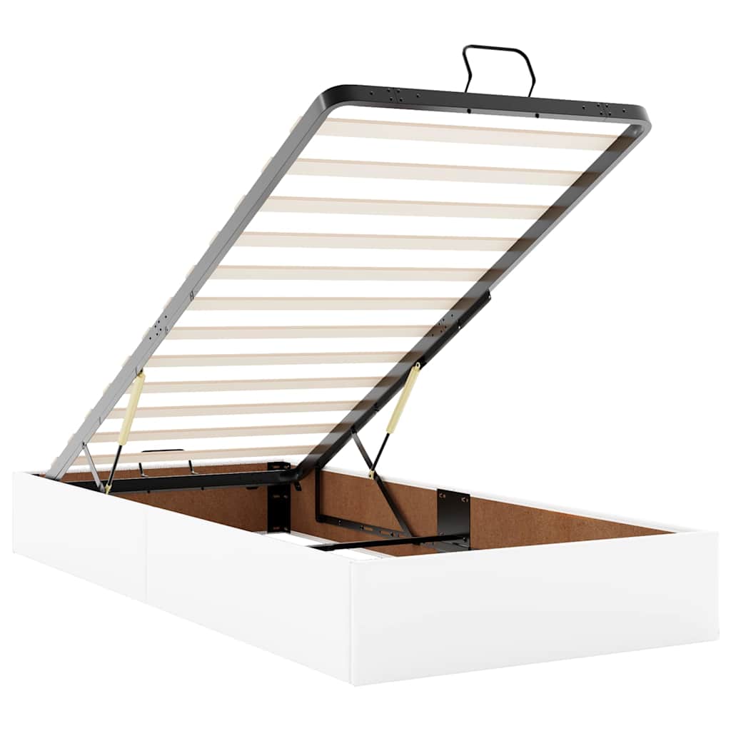 Ottoman sengeramme uten madrass hvit Single kunstskinn