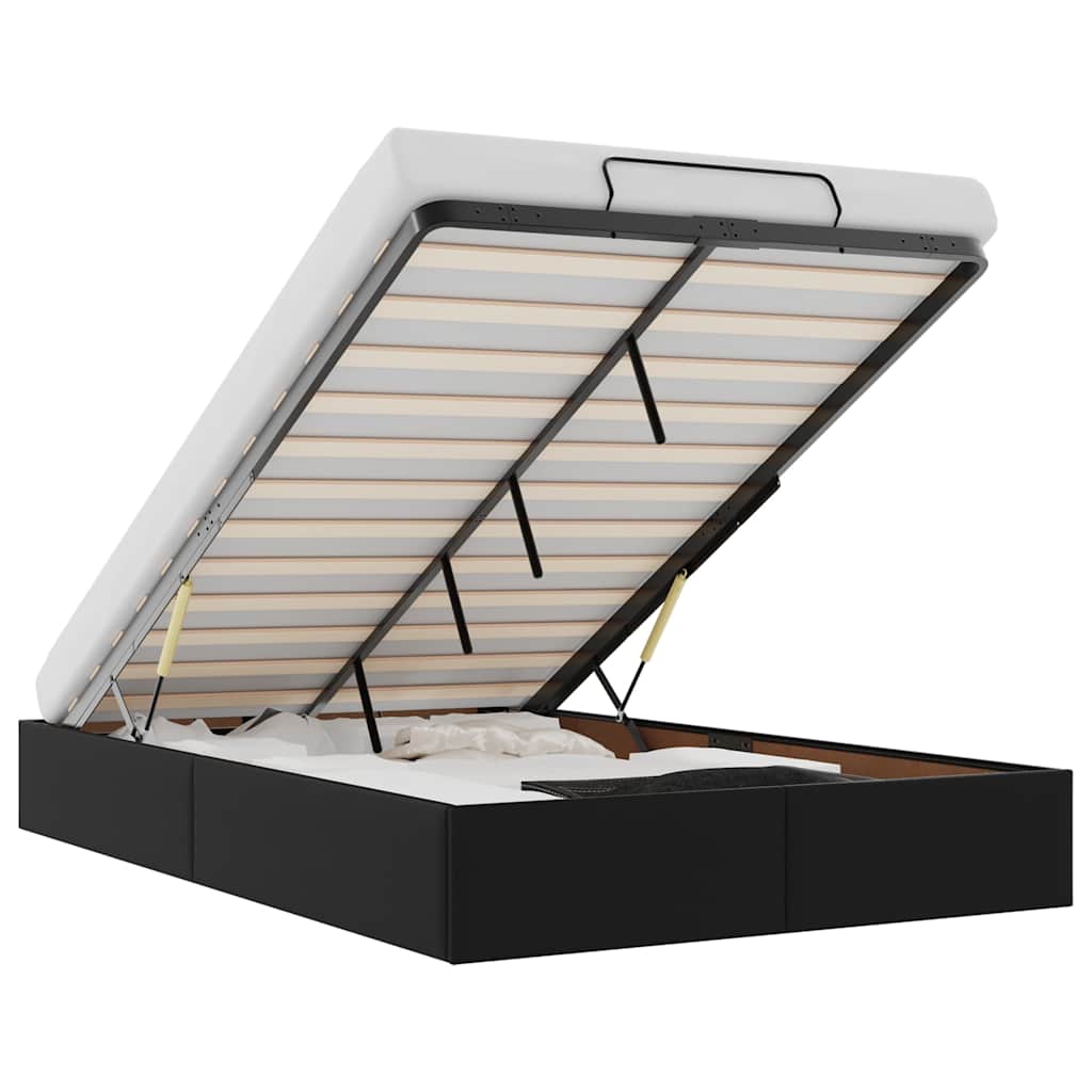 Ottoman sengeramme uten madrass svart Double kunstskinn