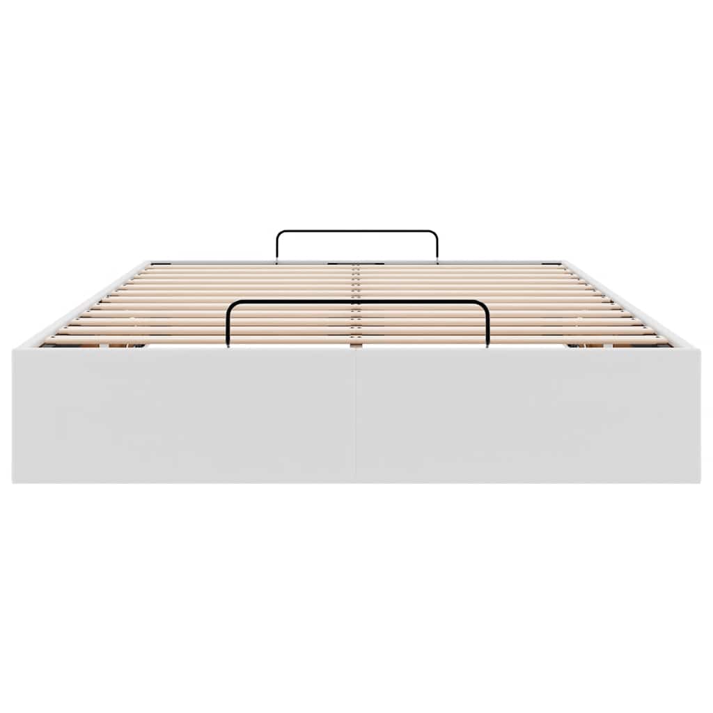 Ottoman sengeramme uten madrass hvit Double kunstskinn