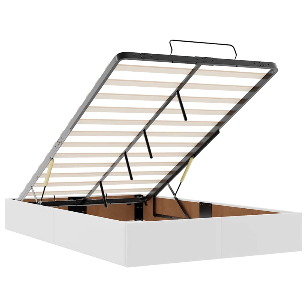 Ottoman sengeramme uten madrass hvit Double kunstskinn