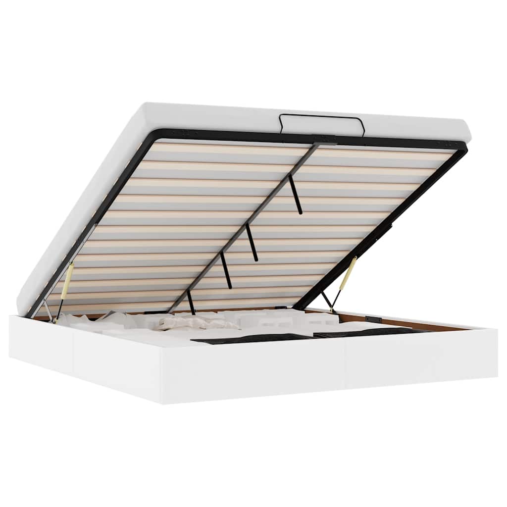 Ottoman sengeramme uten madrass hvit Super King kunstskinn