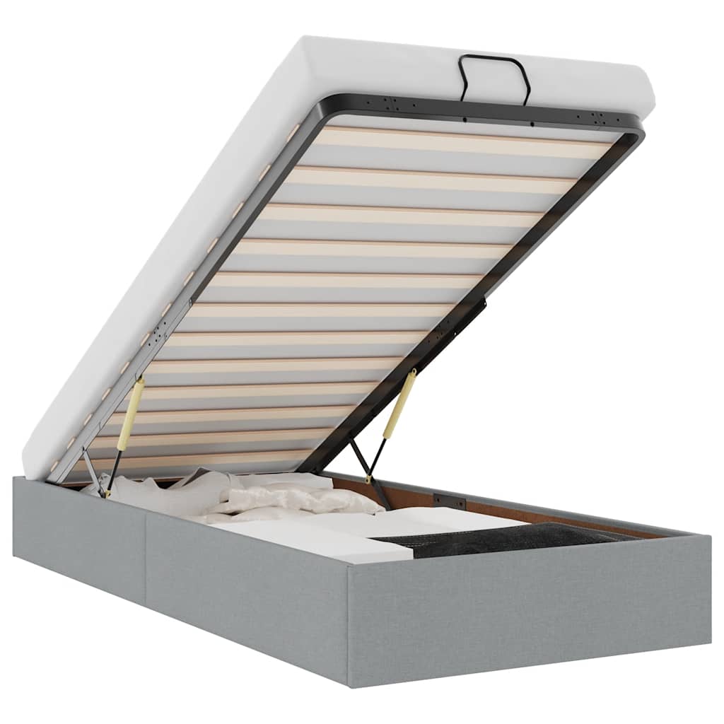 Ottoman sengeramme uten madrass lysegrå Single stoff