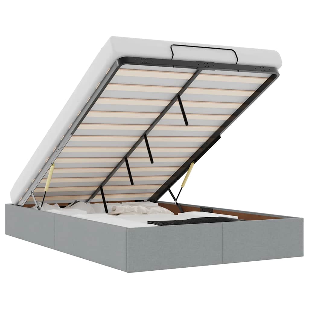 Ottoman sengeramme uten madrass lysegrå Double stoff