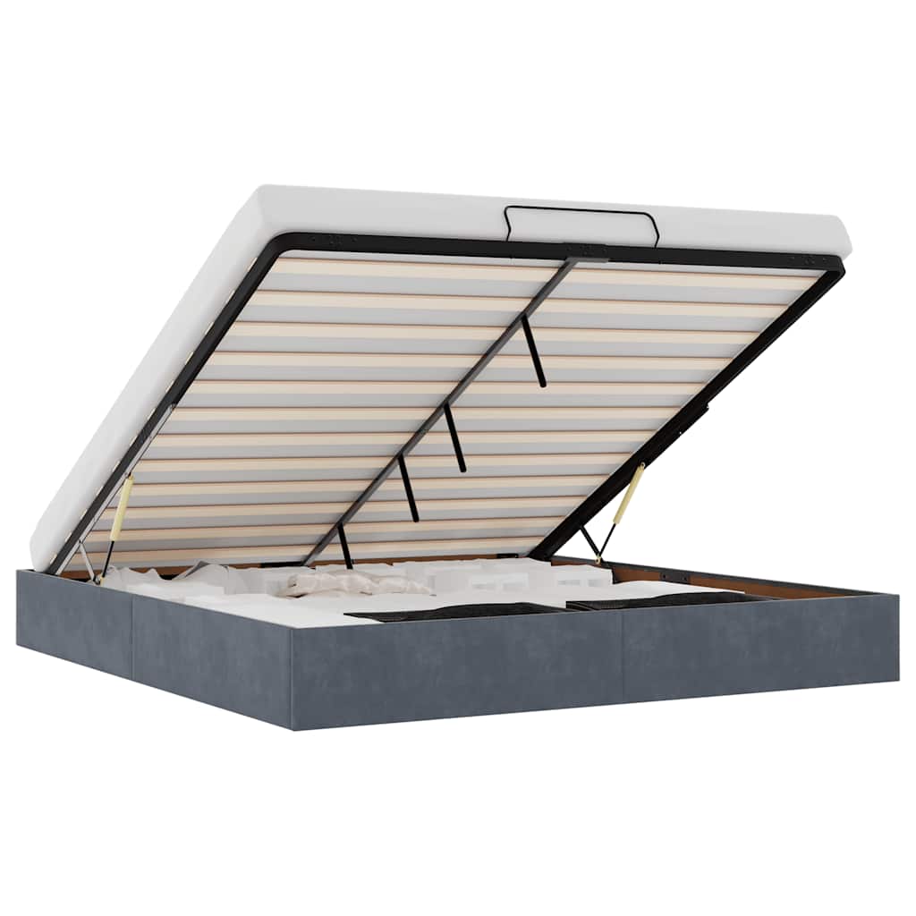 Ottoman sengeramme uten madrass mørkegrå 200x200 cm fløyel