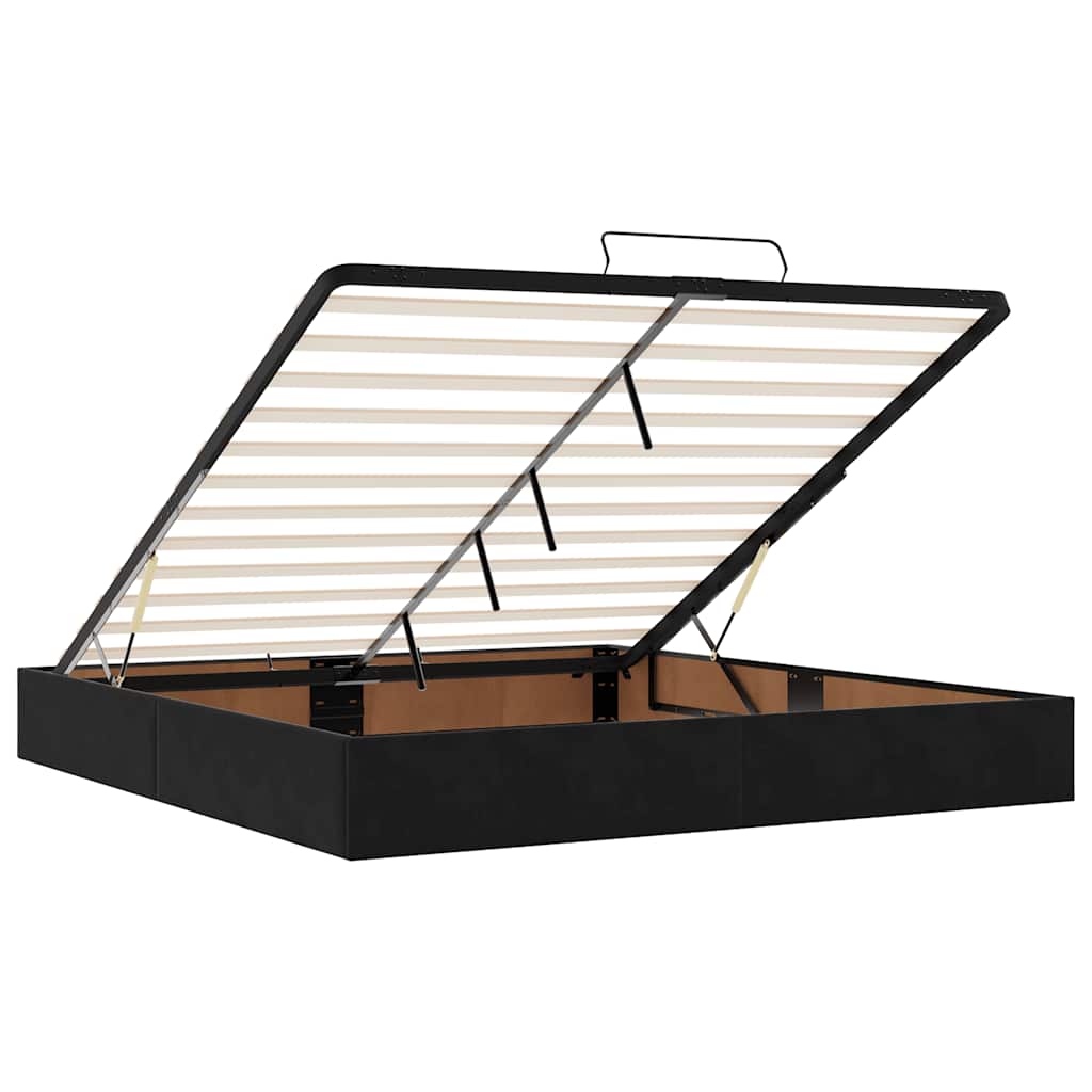 Ottoman sengeramme uten madrass svart 200x200 cm fløyel