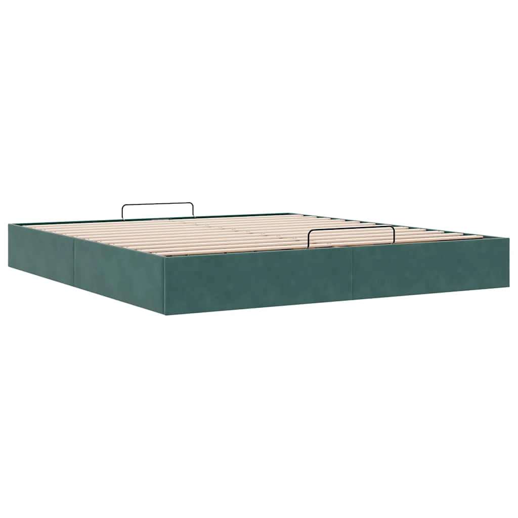 Ottoman sengeramme uten madrass mørkegrønn 200x200 cm fløyel