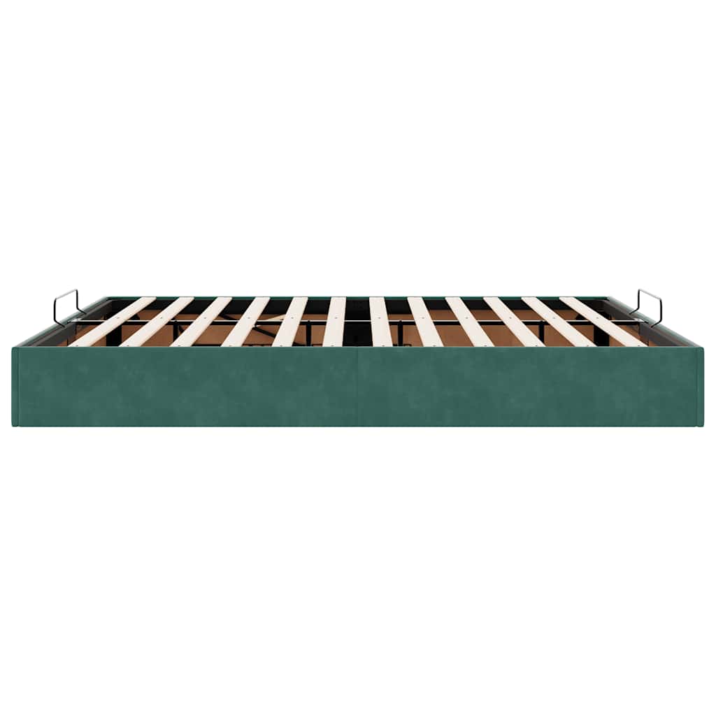 Ottoman sengeramme uten madrass mørkegrønn 200x200 cm fløyel