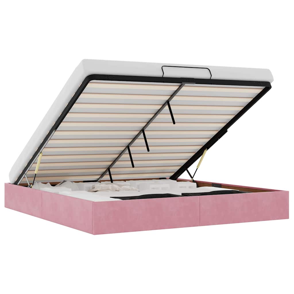 Ottoman sengeramme uten madrass rosa 200x200 cm fløyel