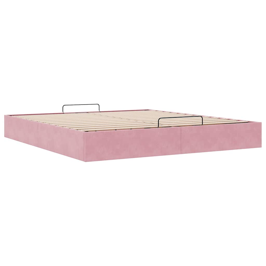 Ottoman sengeramme uten madrass rosa 200x200 cm fløyel