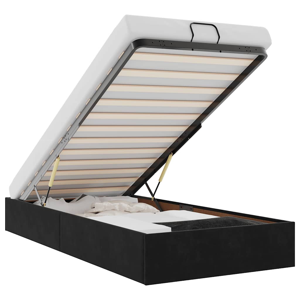 Ottoman sengeramme uten madrass svart enkelt fløyel