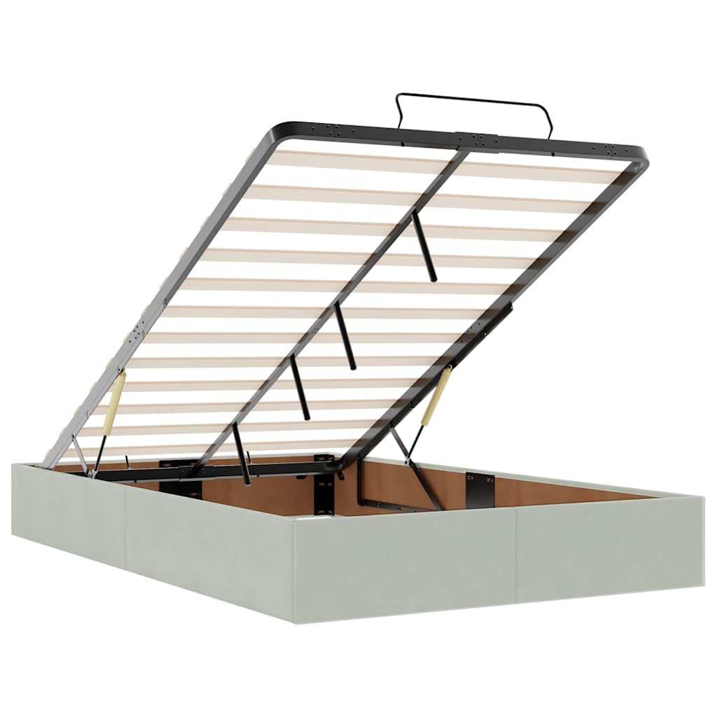 Ottoman sengeramme uten madrass lysegrå dobbel fløyel