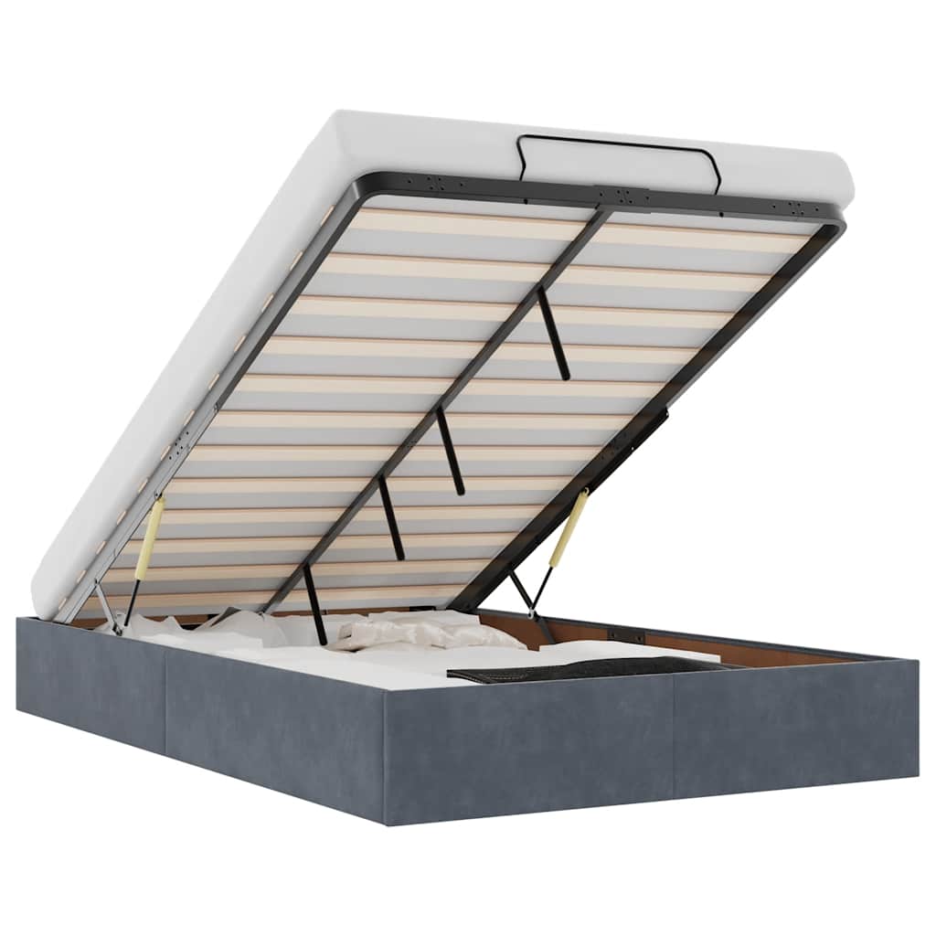 Ottoman sengeramme uten madrass mørkegrå dobbel fløyel