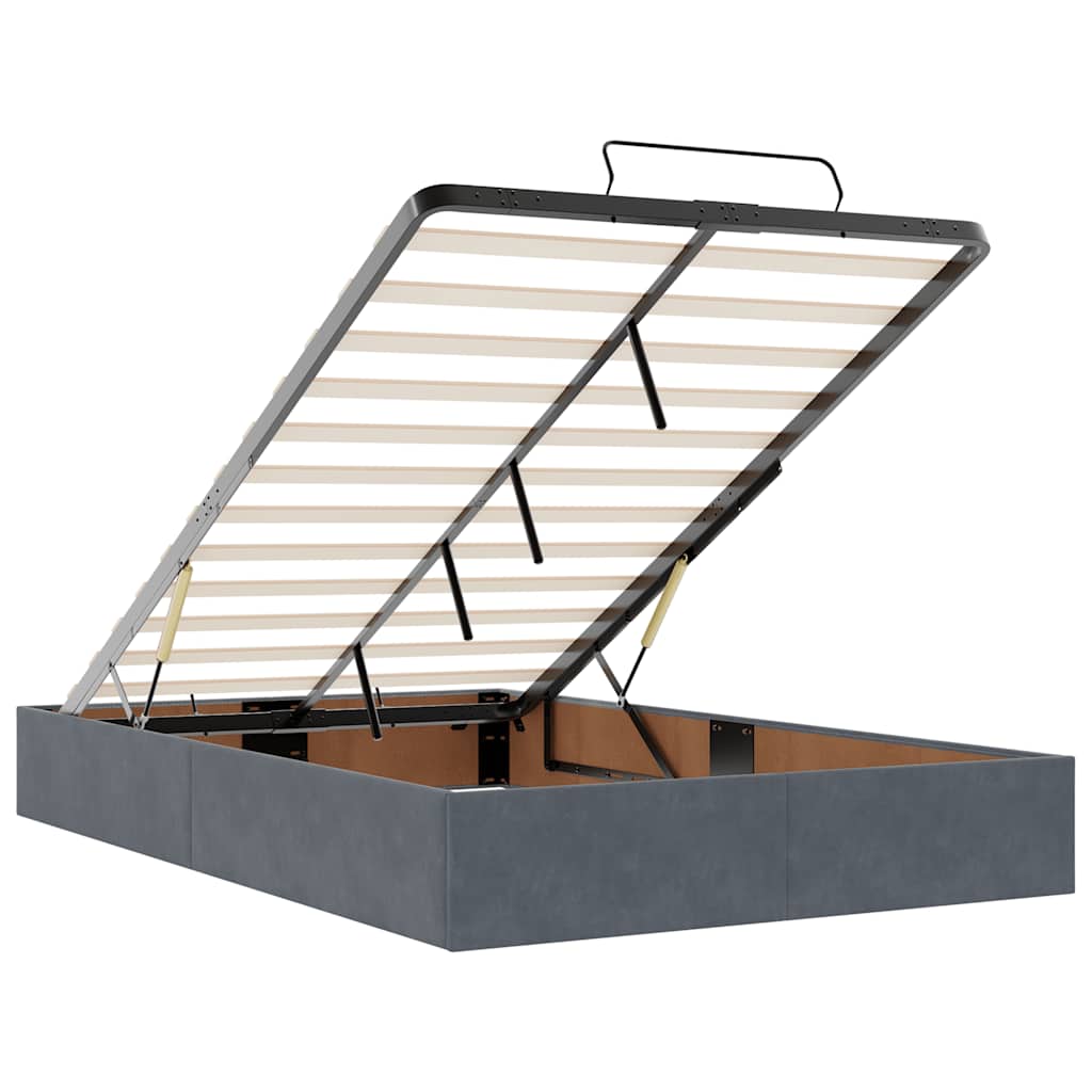 Ottoman sengeramme uten madrass mørkegrå dobbel fløyel