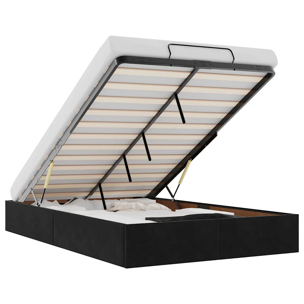 Ottoman sengeramme uten madrass svart dobbel fløyel