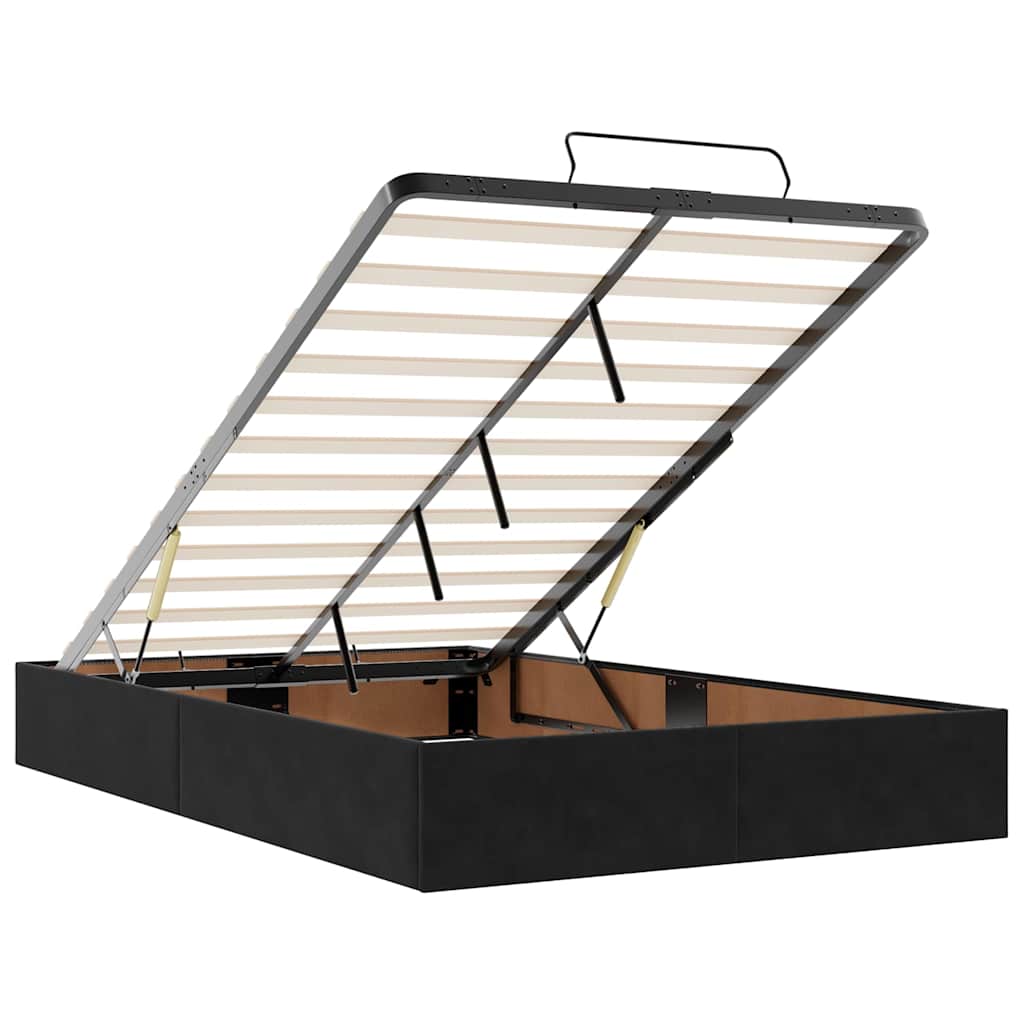 Ottoman sengeramme uten madrass svart dobbel fløyel