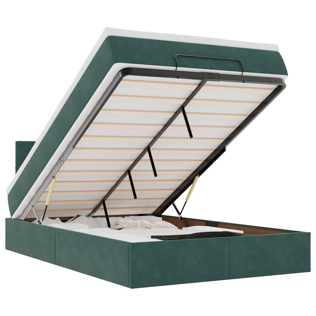Ottoman sengeramme med madrass mørkegrønn 120x200cm fløyel