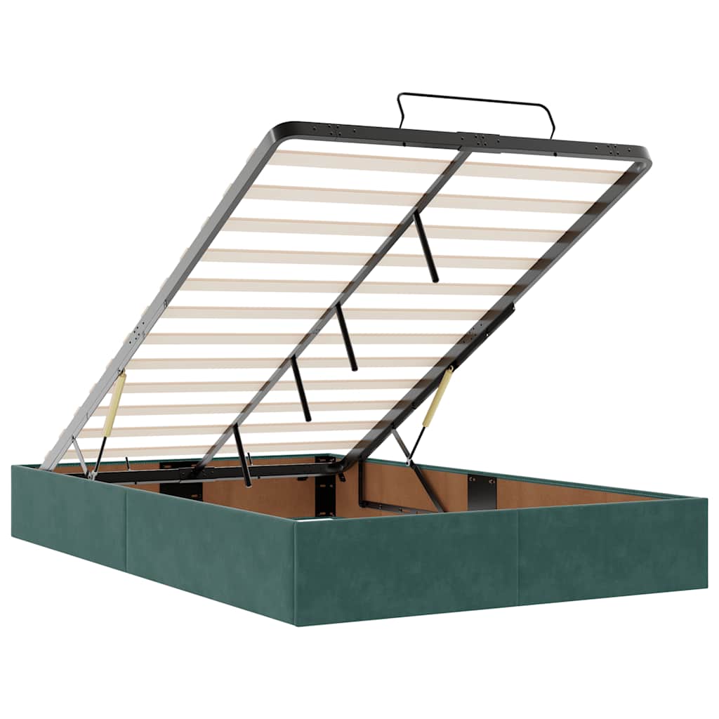 Ottoman sengeramme med madrass mørkegrønn 120x200cm fløyel
