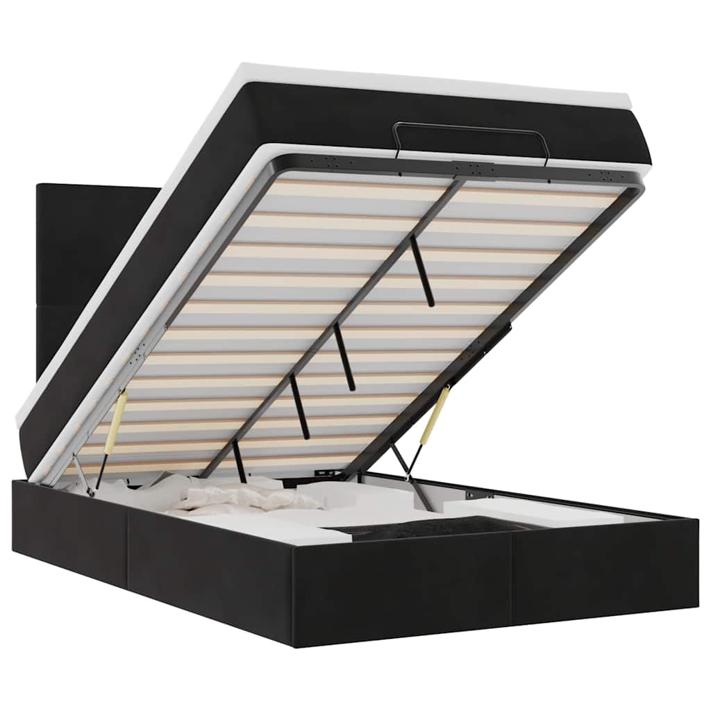 Ottoman sengeramme med madrasser svart 120x200cm fløyel