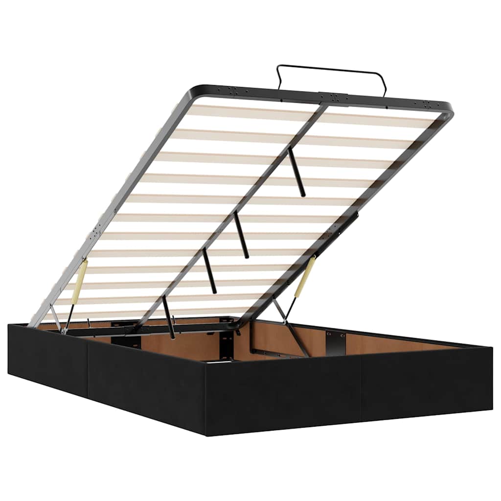 Ottoman sengeramme med madrasser svart 120x200cm fløyel