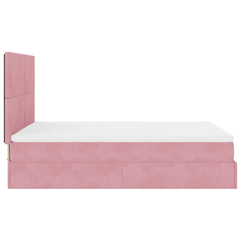 Ottoman sengeramme med madrasser rosa 140x190cm fløyel