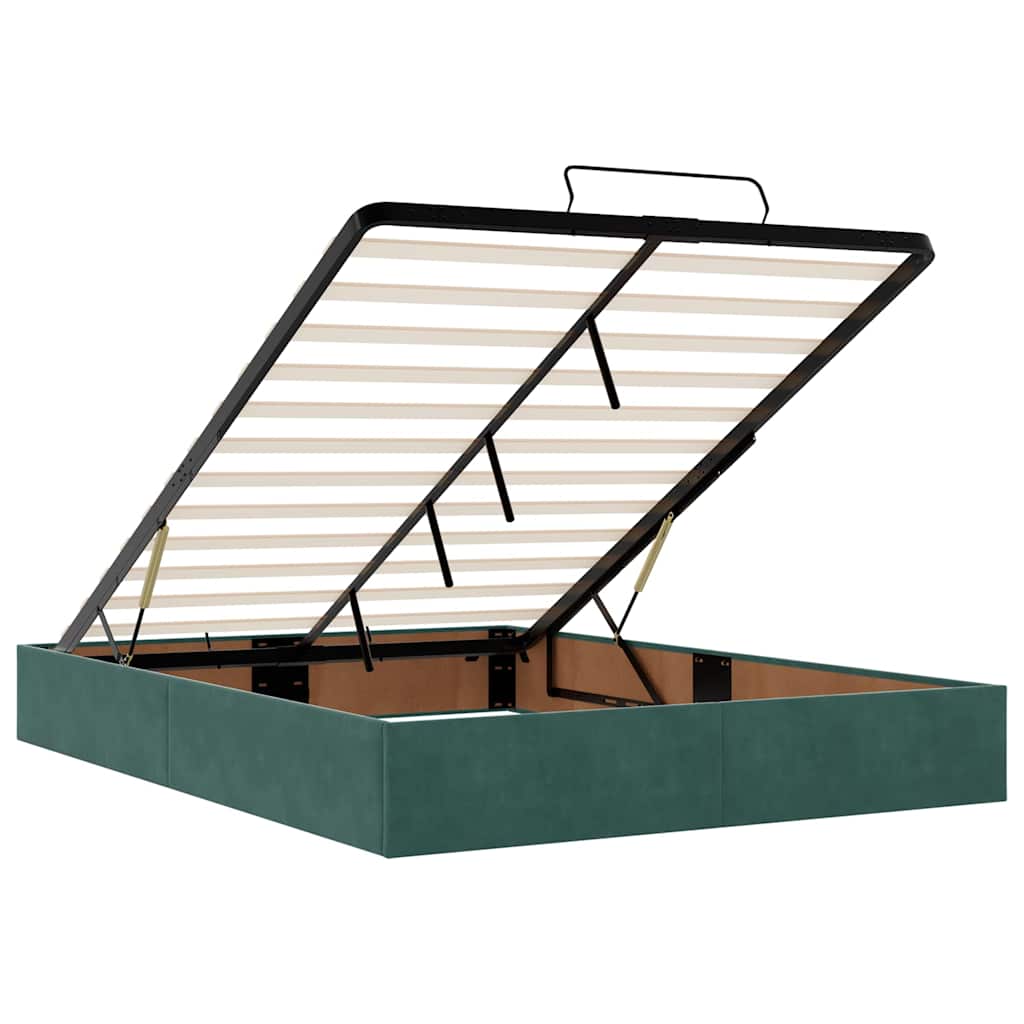 Ottoman sengeramme med madrasser mørkegrønn 140x200cm fløyel