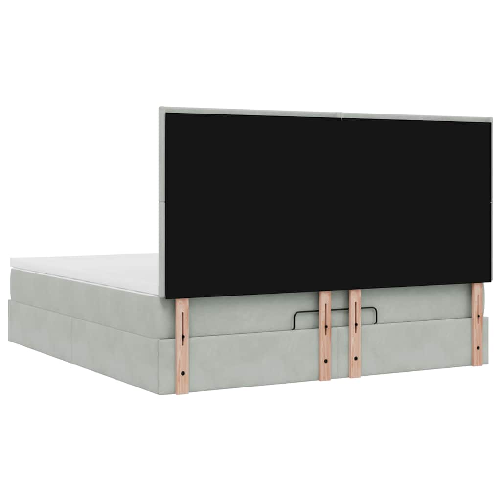 Ottoman sengeramme med madrasser lysegrå 160x200cm fløyel