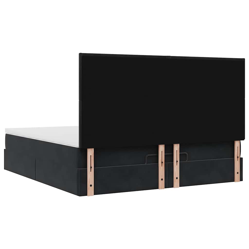 Ottoman sengeramme med madrasser svart 160x200cm fløyel