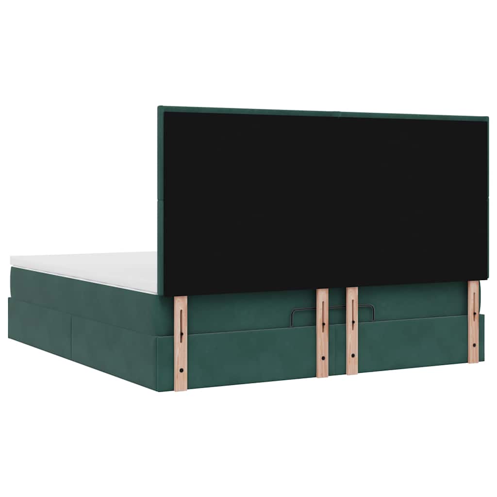 Ottoman sengeramme med madrasser mørkegrønn 180x200cm fløyel