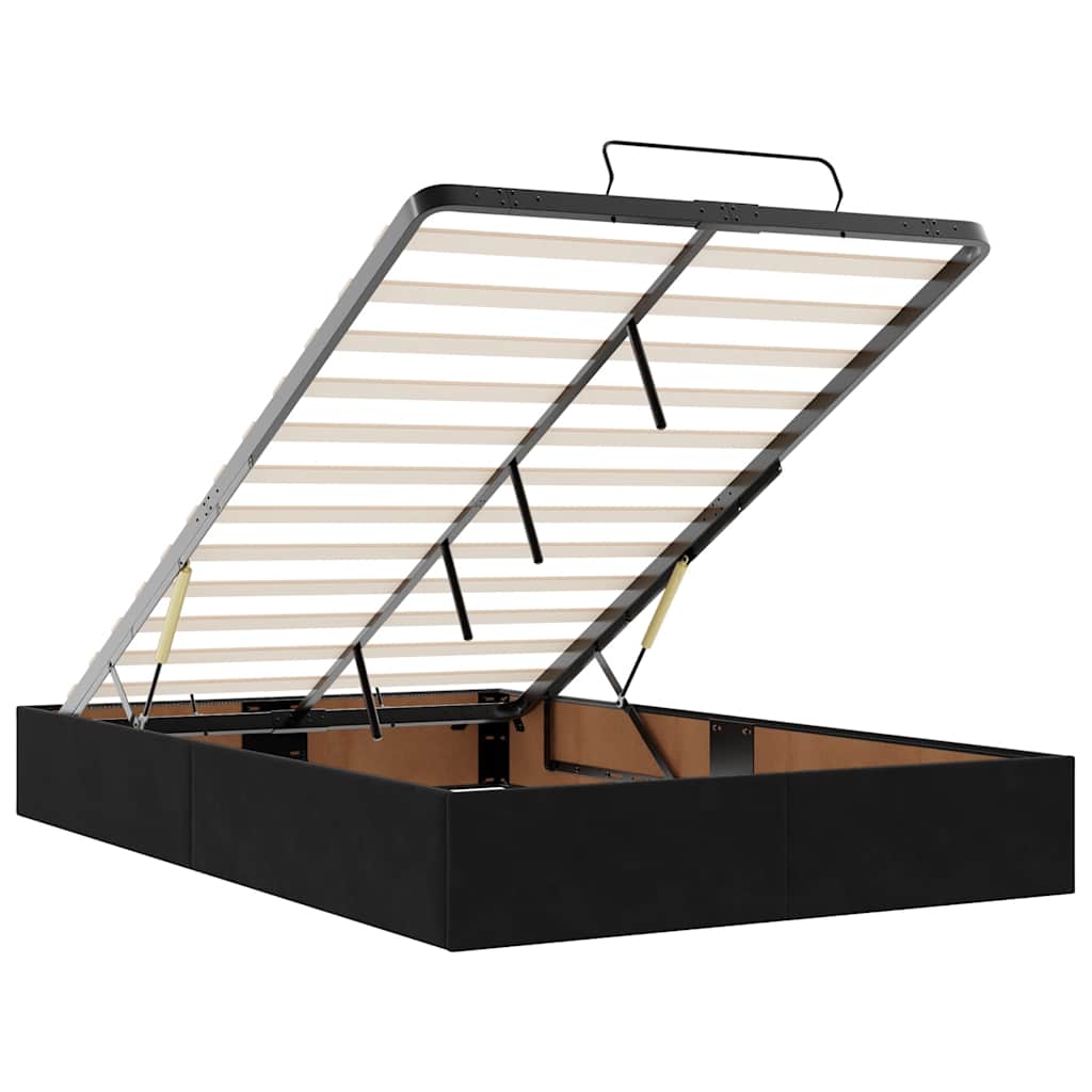Ottoman sengeramme med madrasser svart 120x200cm fløyel