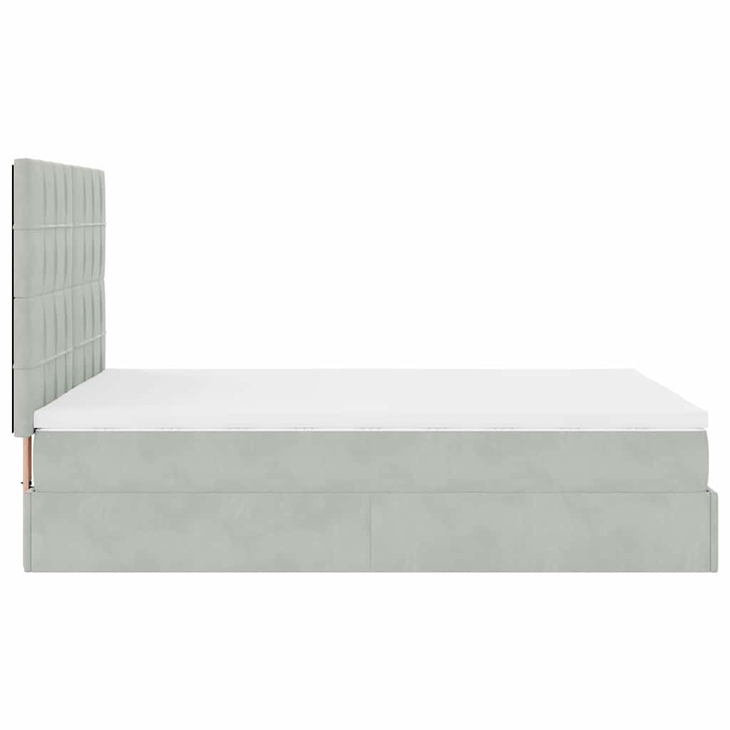 Ottoman sengeramme med madrasser lysegrå 140x200cm fløyel