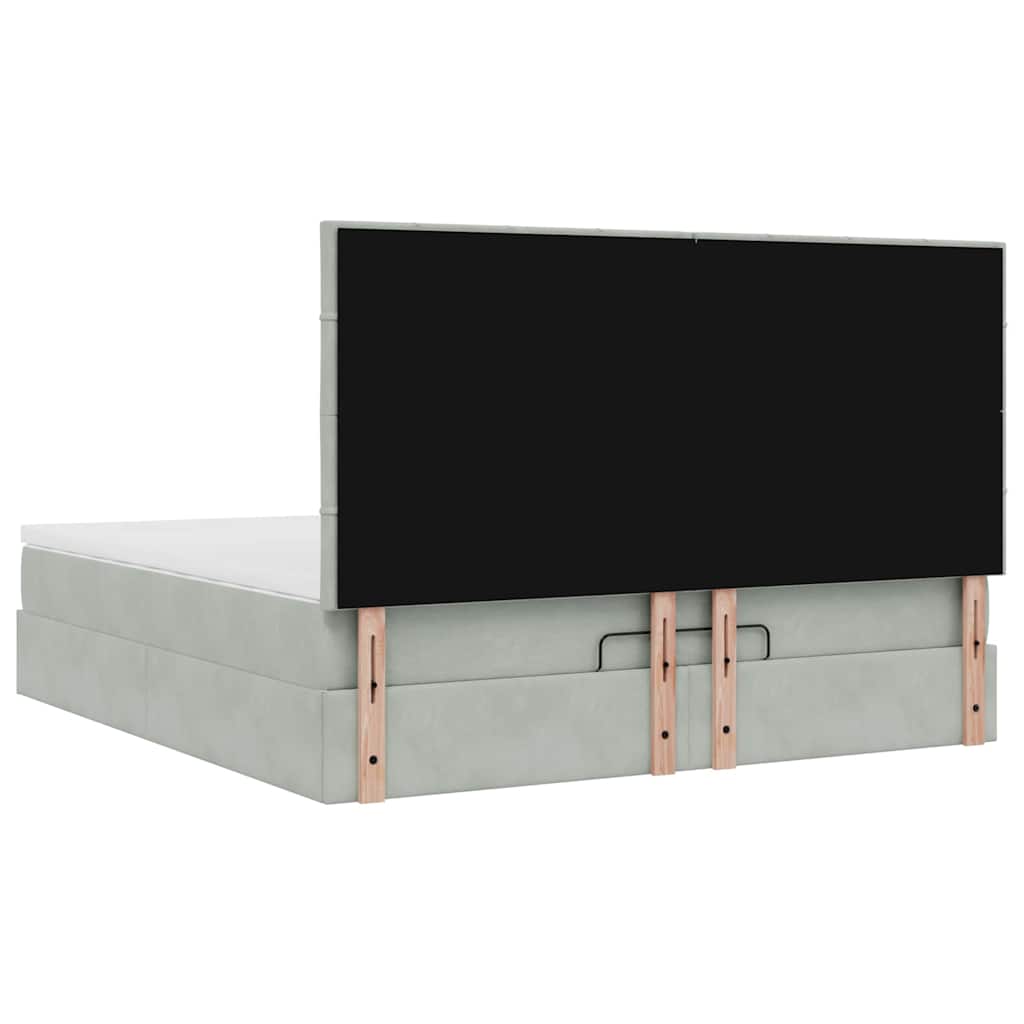 Ottoman sengeramme med madrasser lysegrå 160x200cm fløyel