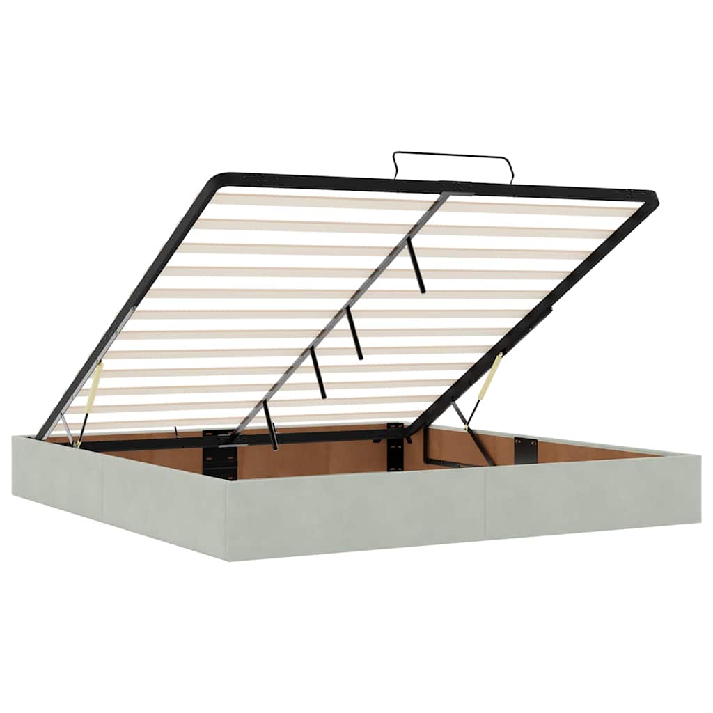 Ottoman sengeramme med madrasser lysegrå 160x200cm fløyel