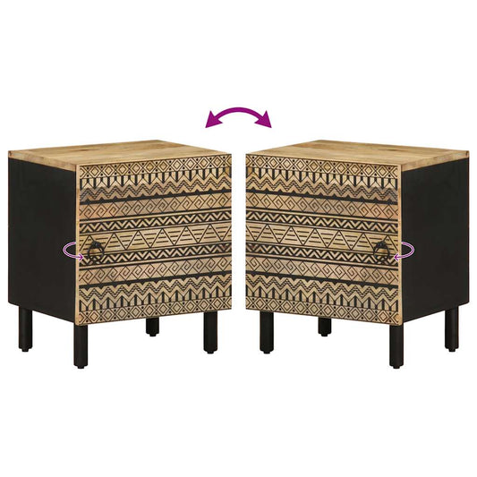 Nattbord svart 40x33,5x46 cm grovt heltre mangotre