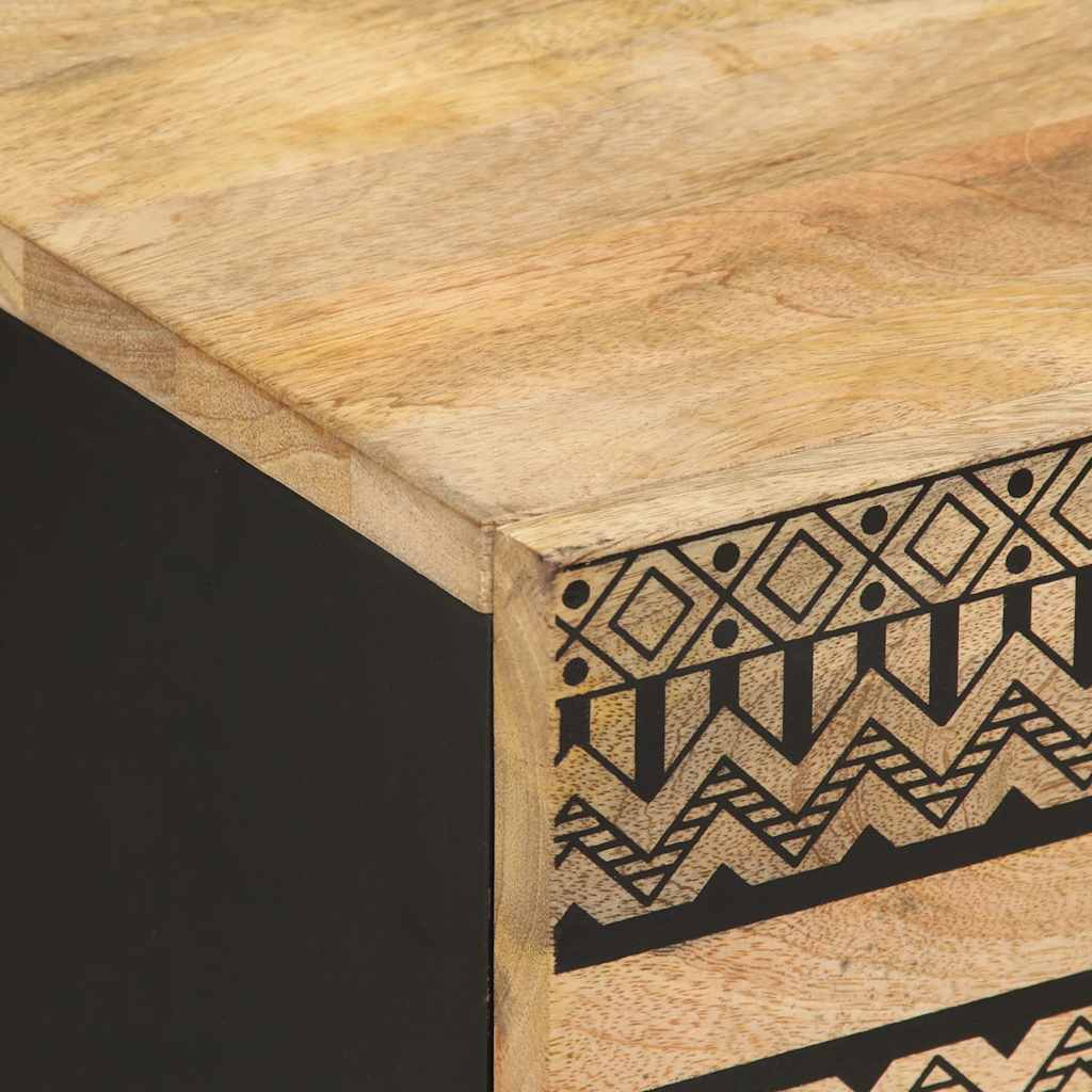 Nattbord svart 40x33,5x46 cm grovt heltre mangotre