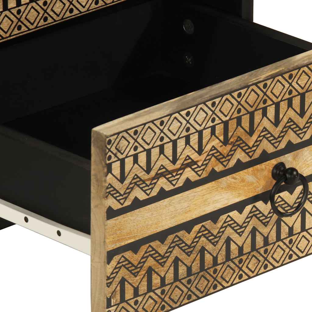 Nattbord svart 40x33,5x46 cm grovt heltre mangotre