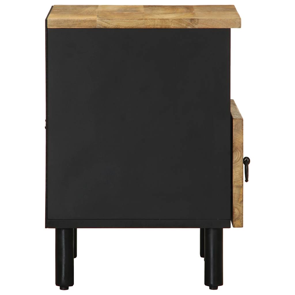 Nattbord svart 40x33x46 cm grovt heltre mangotre