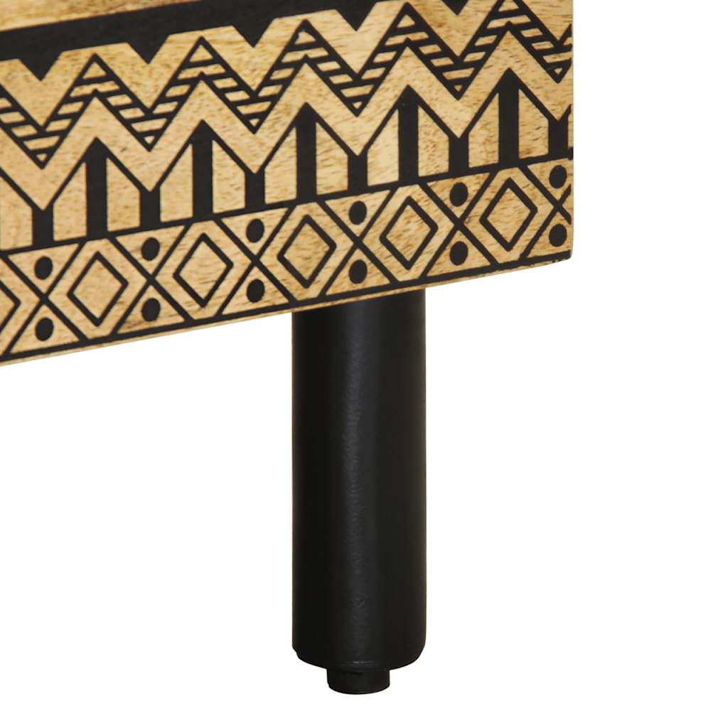 Nattbord svart 40x33x46 cm grovt heltre mangotre