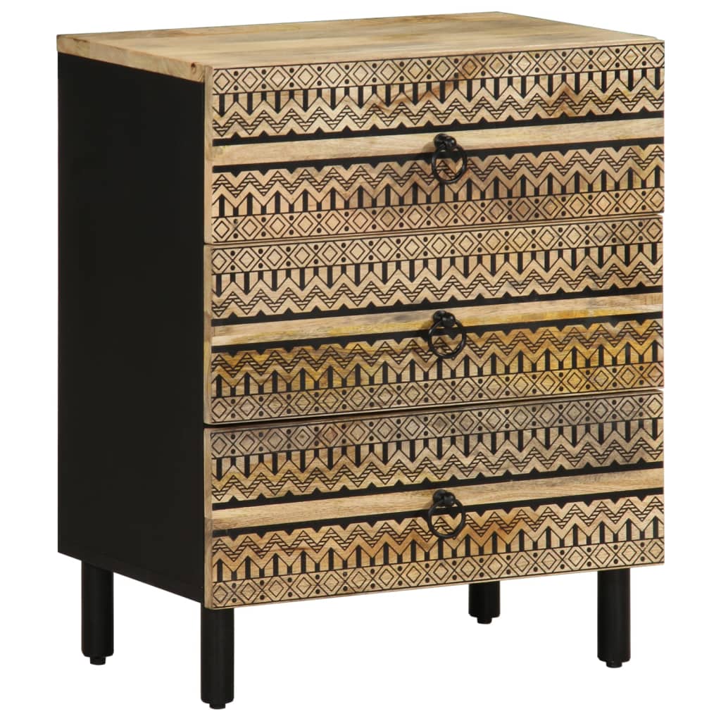 Nattbord svart 50x33x62 cm grovt heltre mangotre